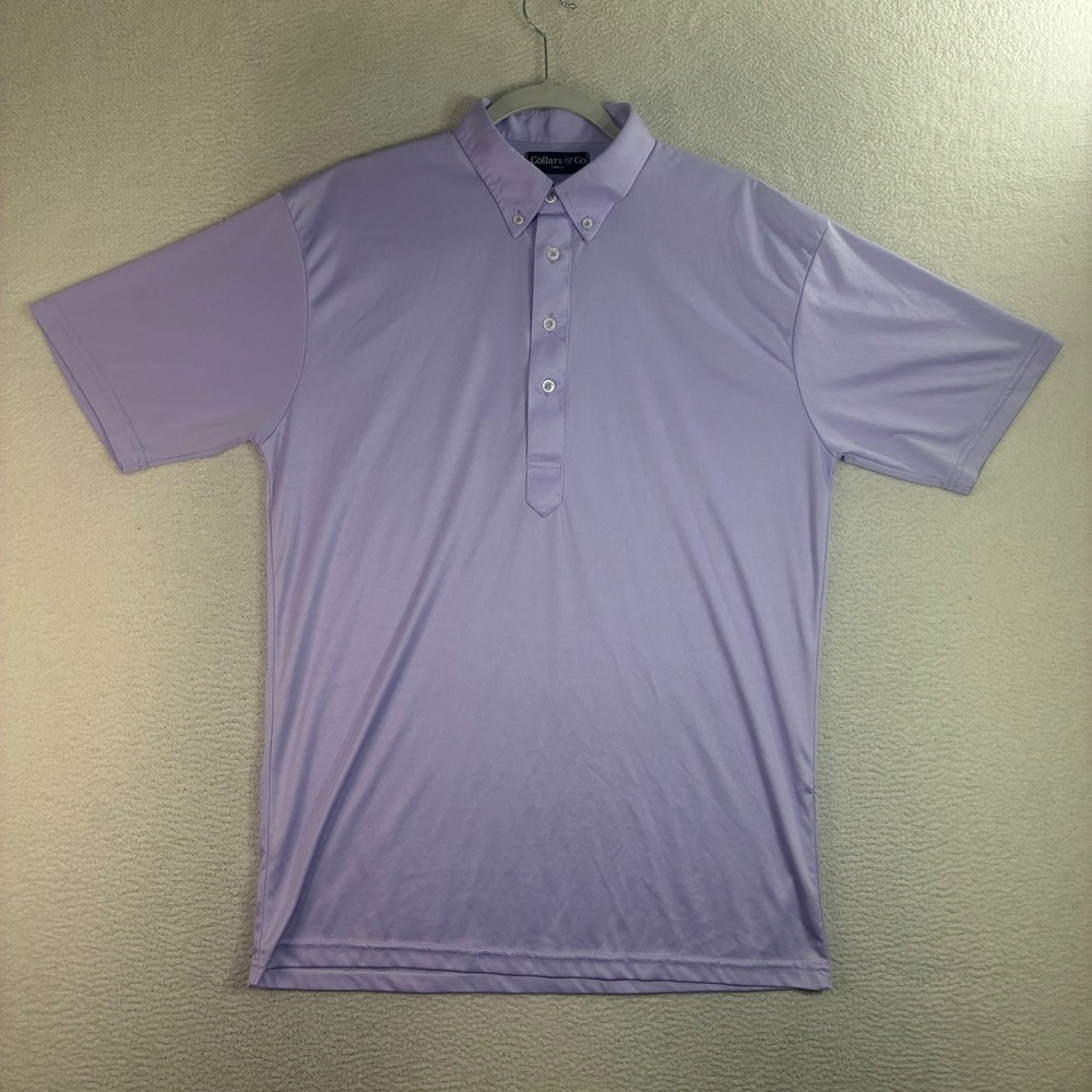 Collars Co Dress Collar Polo Shirt Men L Purple Short Sleeve Golf Preppy Stretch - Picture 2 of 8